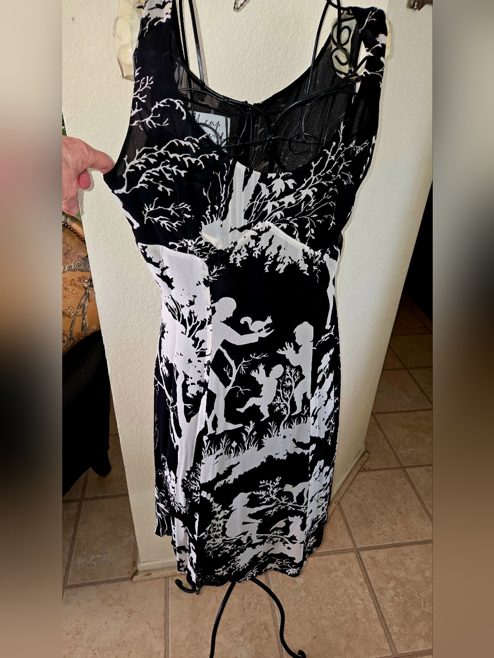 VINTAGE. Moschino Black and White Graphic Print Dress, unworn.